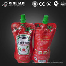 Bolsa de empaquetado de la salsa de tomate del plástico del laminado de la venta del pico caliente de la venta / bolso de empaquetado plástico de la salsa de tomate